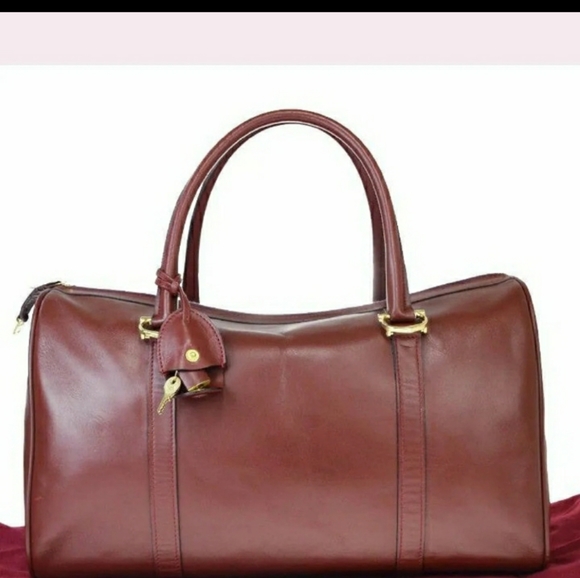 AUTHENTIC  MUST DE CARTIER LOGOS TRAVEL HAND BAG - Picture 1 of 10